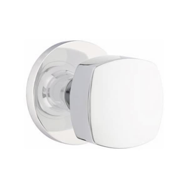 Emtek Freestone Knob 2-3/8 in Backset Privacy w/Disk Rose for 1-1/4 in to 2 in Door Polished Chrome Finish 5209FRKUS26 - main